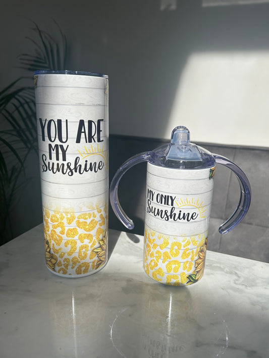 Mama and mini you are my sunshine tumbler duo