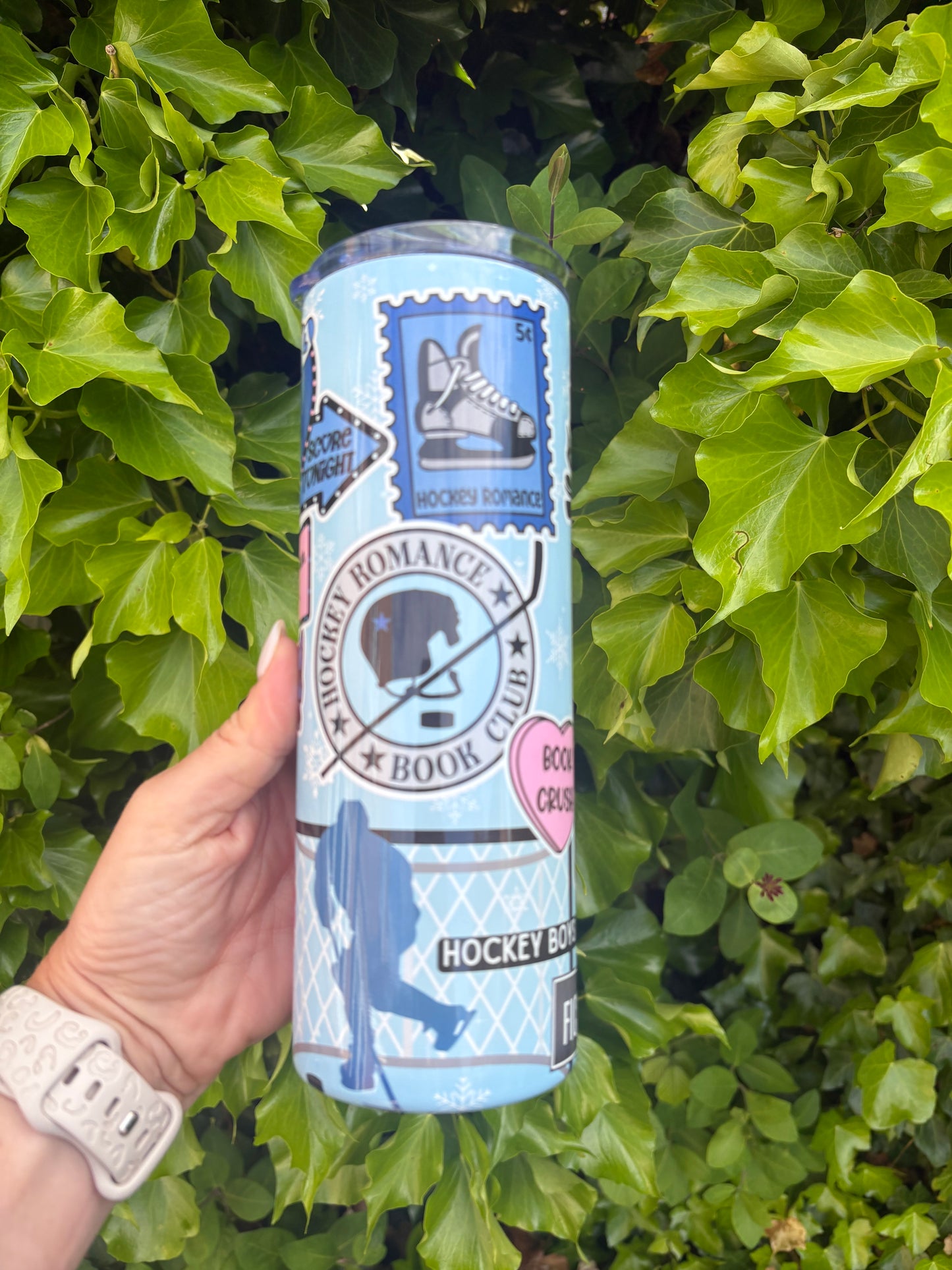 Ice hockey book themed 20oz stainless steel tumbler