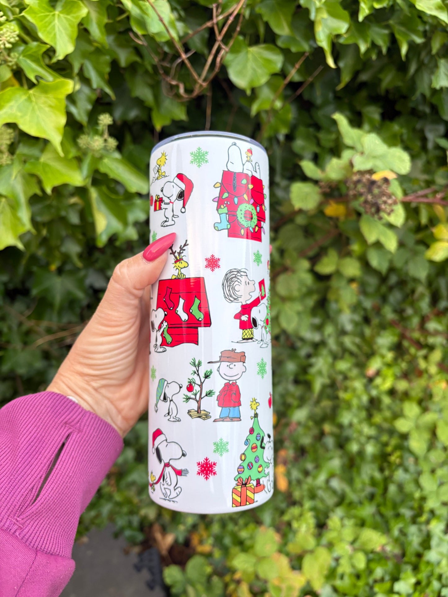 Snoopy peanuts Charlie Brown Christmas tumbler