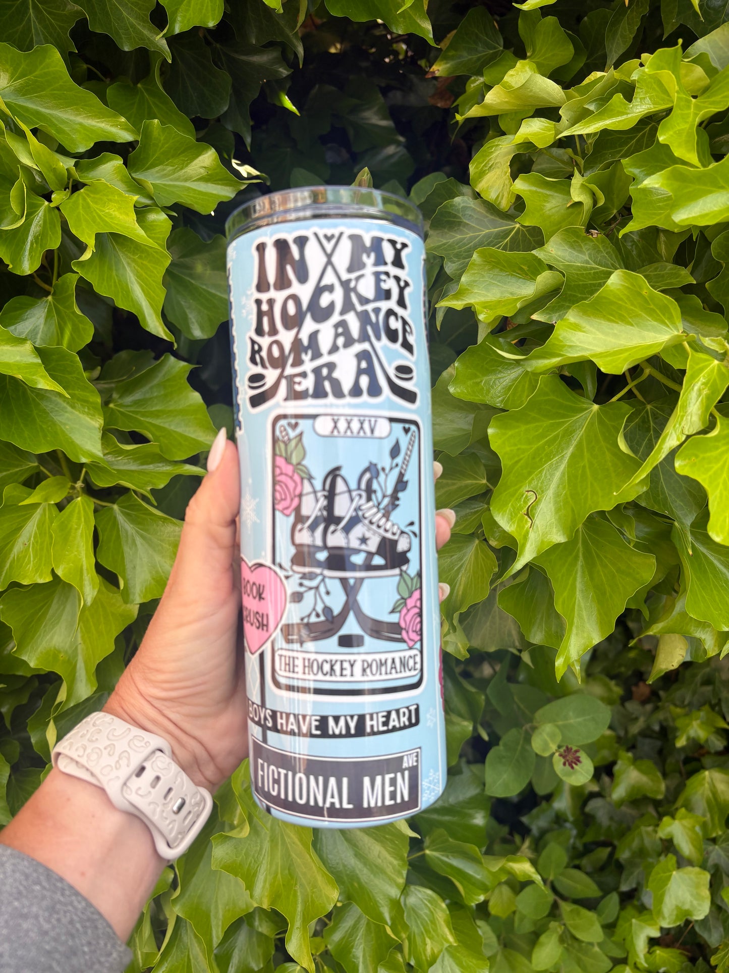 Ice hockey book themed 20oz stainless steel tumbler