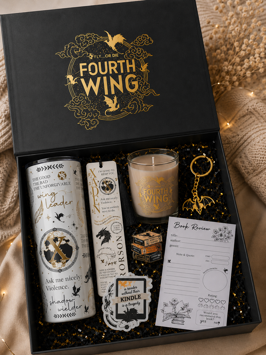Fourth Wing Inspired Gift Box | Romantasy Bookish Gift | Dragon Rider Keepsake Box