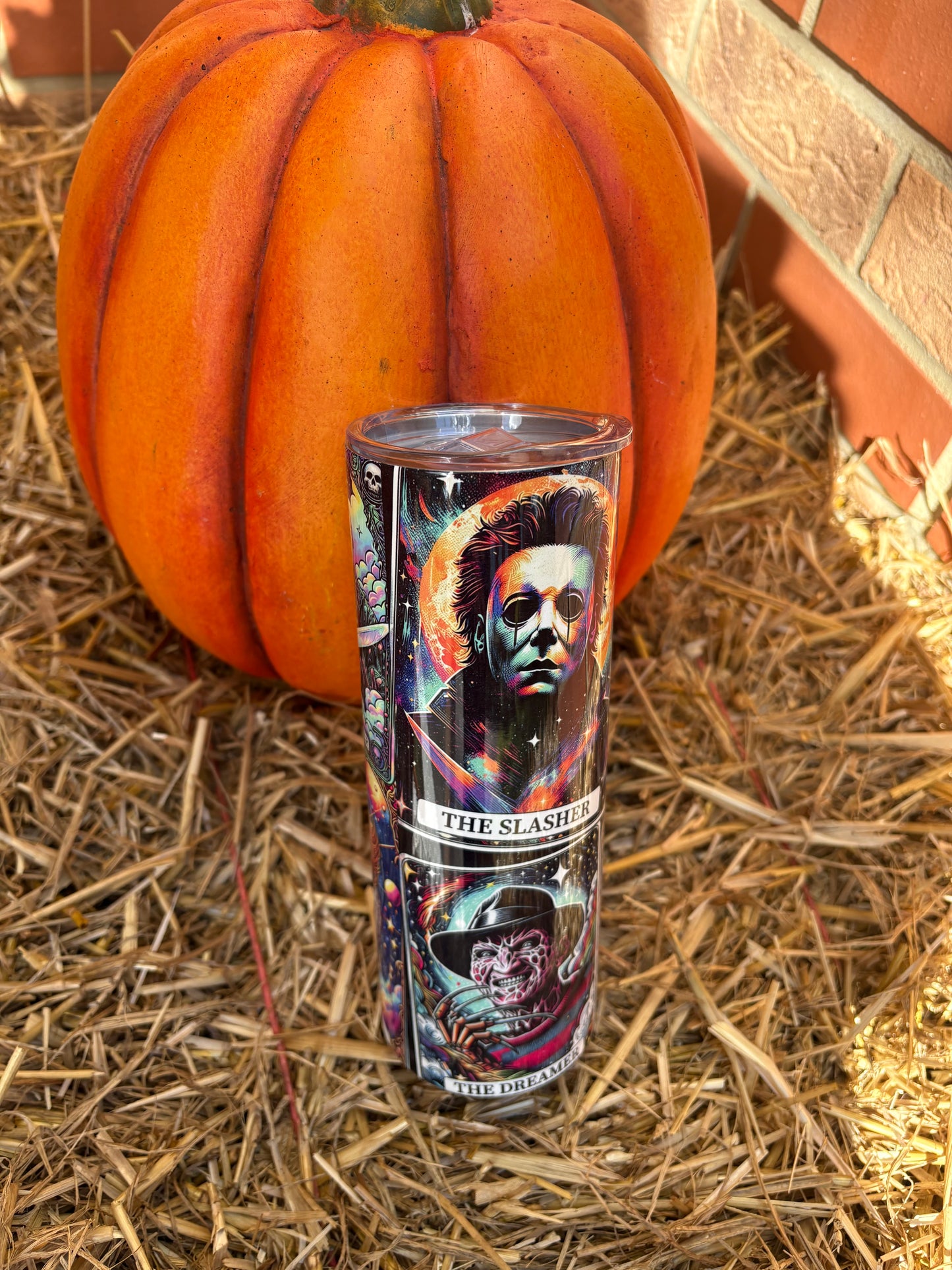 Halloween movie tarot tumbler