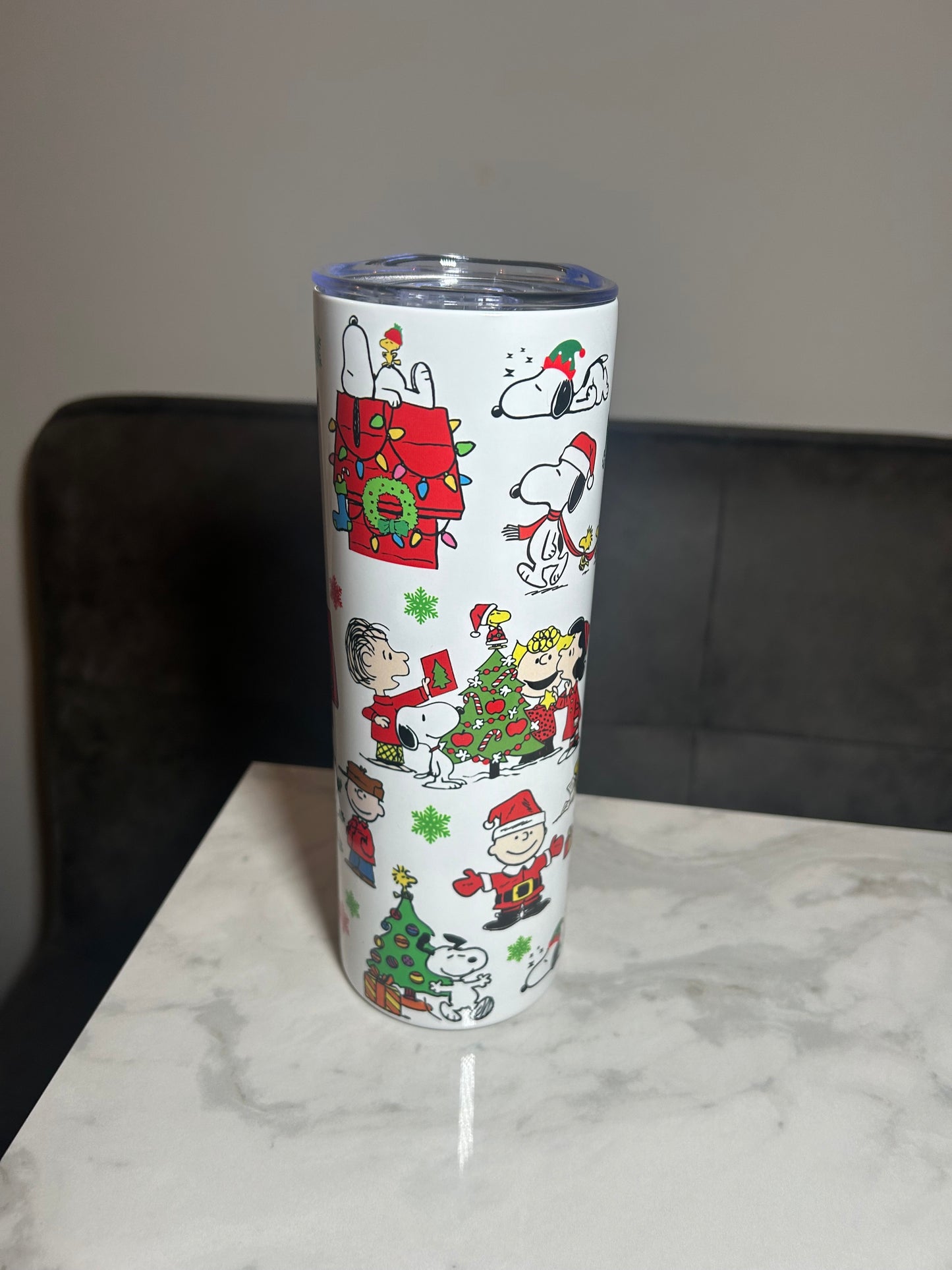 Snoopy peanuts Charlie Brown Christmas tumbler