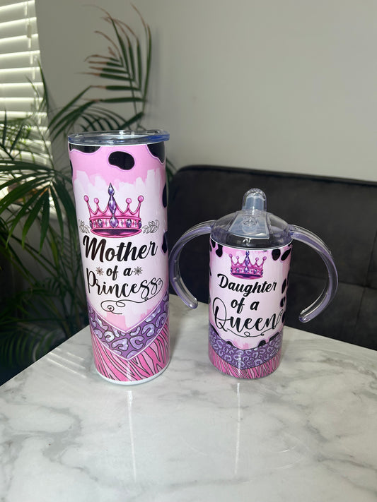 Mama and mini queen and princess tumbler duo