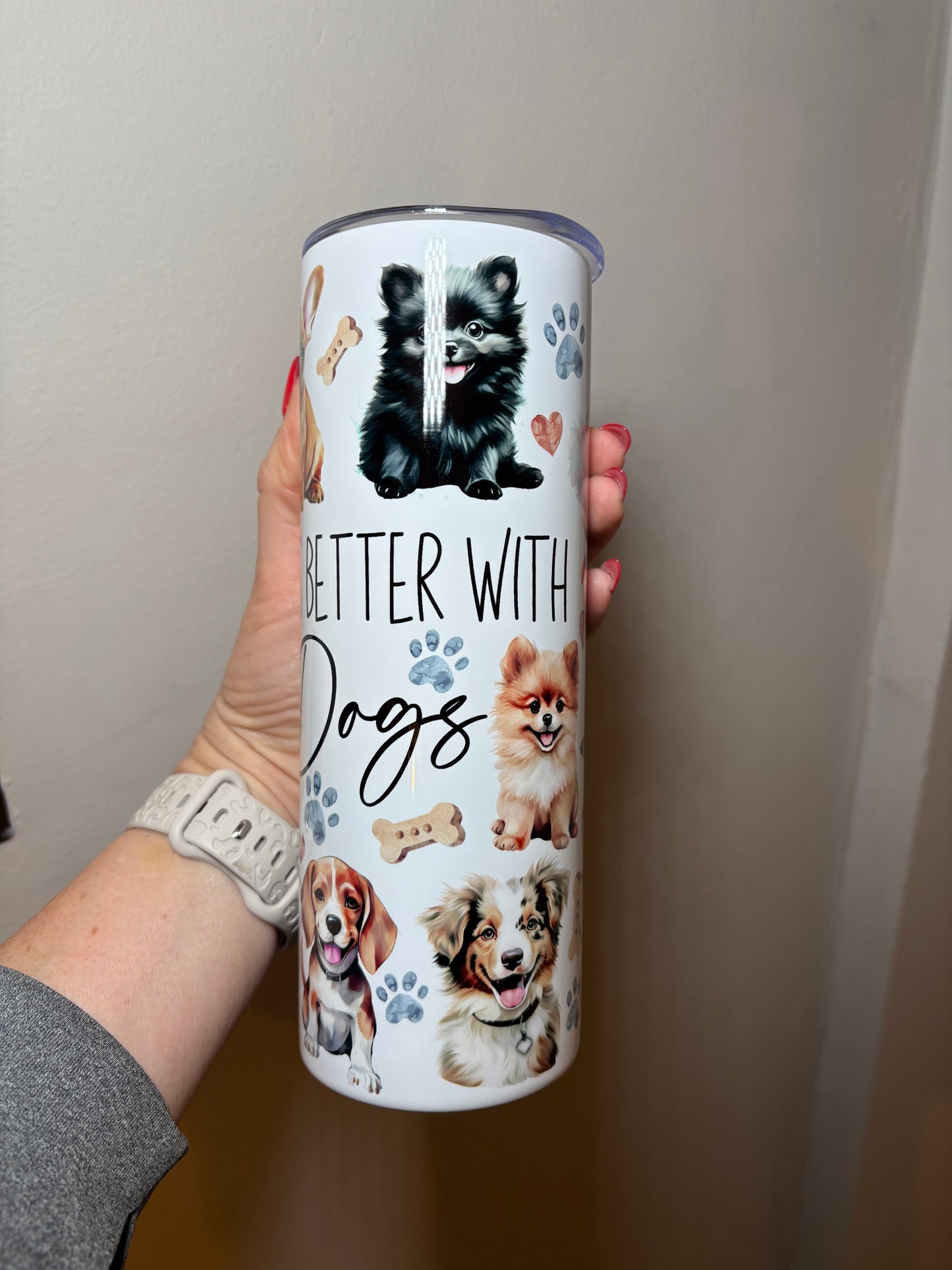 Life is better with dogs 20oz stainless steel tumbler