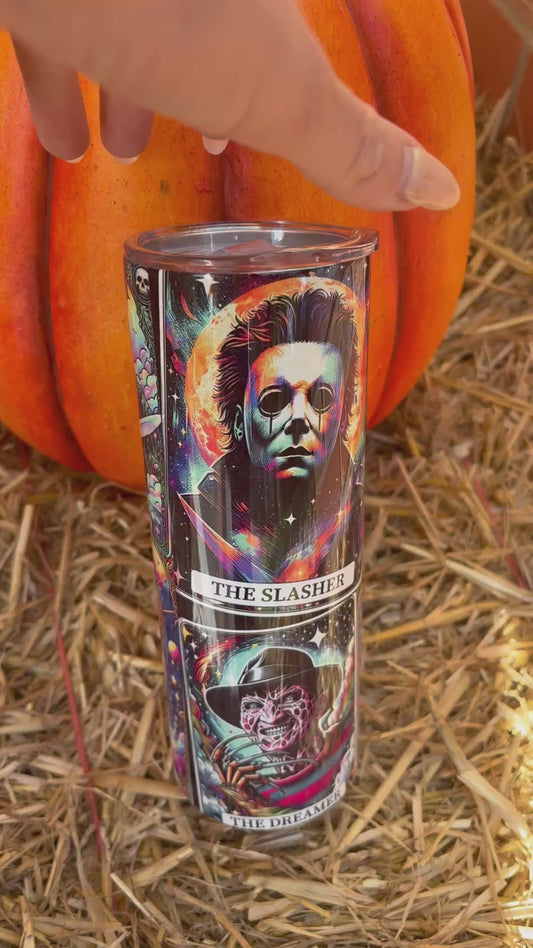 Halloween movie tarot tumbler